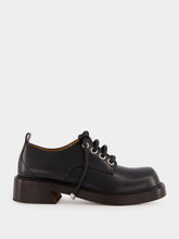 Alexander McQueen Black Leather Lace-Up Derby Shoes with Square Toe