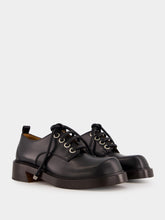 Alexander McQueen Black Leather Lace-Up Derby Shoes with Square Toe