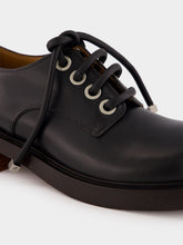 Alexander McQueen Black Leather Lace-Up Derby Shoes with Square Toe