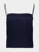 Gucci Dark Blue GG Satin Strappy Top