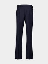 Boglioli Navy Blue Regular Fit Pleated Wool Trousers