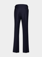 Boglioli Navy Blue Regular Fit Pleated Wool Trousers