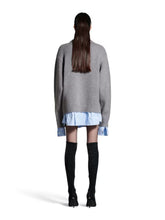 Balenciaga Grey Layered V-Neck Sweater with Poplin Shirt