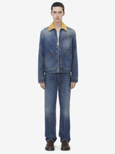 Alexander McQueen Blue Suede Collar Denim Jacket