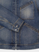 Alexander McQueen Blue Suede Collar Denim Jacket