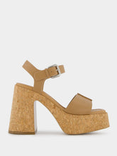 Stella McCartney Skyla Tan Buckle Cork Platform Sandals