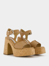 Stella McCartney Skyla Tan Buckle Cork Platform Sandals
