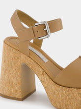 Stella McCartney Skyla Tan Buckle Cork Platform Sandals