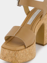 Stella McCartney Skyla Tan Buckle Cork Platform Sandals