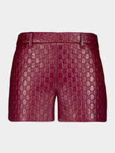 Gucci Ancora Red GG Embossed Leather Shorts