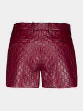 Gucci Ancora Red GG Embossed Leather Shorts