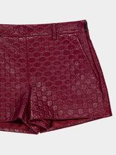 Gucci Ancora Red GG Embossed Leather Shorts