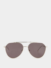 Alexander McQueen Silver Metal Pilot Sunglasses with Smoke Lenses