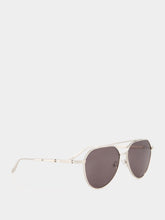 Alexander McQueen Silver Metal Pilot Sunglasses with Smoke Lenses