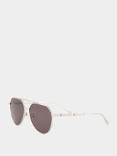 Alexander McQueen Silver Metal Pilot Sunglasses with Smoke Lenses