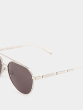 Alexander McQueen Silver Metal Pilot Sunglasses with Smoke Lenses