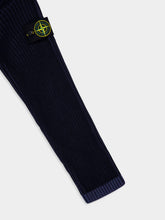 Stone Island Navy Blue Loose Fit Half Zip Wool Sweater