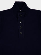 Stone Island Navy Blue Half Zip Sweater with Buttons