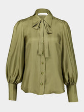 Zimmermann Olive Green Tranquility Silk Blouse