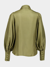 Zimmermann Olive Green Tranquility Silk Blouse