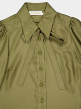 Zimmermann Olive Green Tranquility Silk Blouse