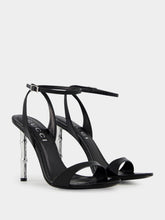 Black Patent Leather Sandals with Bamboo Heel