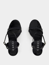 Gucci Black Patent Leather Sandals with Bamboo Heel