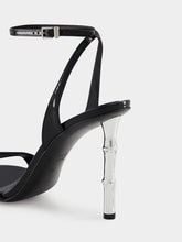 Gucci Black Patent Leather Sandals with Bamboo Heel