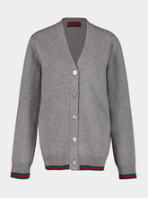 Gucci Grey Wool and Cashmere Cardigan with Web