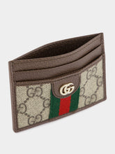 Gucci Beige GG Canvas Card Holder with Web Stripe