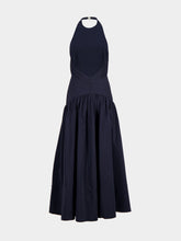 Alémais Ink Blue Dillon Appliqué Halter Gown