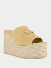 Gucci Beige GG Platform Espadrille with Horsebit