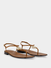 Gucci Brown Leather Flat Sandals with Interlocking G