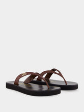 Gucci Brown Leather Flat Sandals with Interlocking G