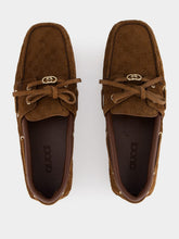 Gucci Maroon Brown GG Calfskin Moccasins