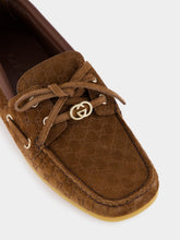 Gucci Maroon Brown GG Calfskin Moccasins