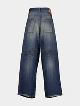 Balenciaga Indigo Blue Logo-Patch Wide-Leg Jeans