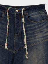 Balenciaga Indigo Blue Logo-Patch Wide-Leg Jeans