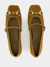Gucci Light Brown Mini Suede GG Horsebit Ballet Flat