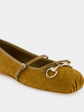 Gucci Light Brown Mini Suede GG Horsebit Ballet Flat