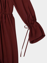 Saint Laurent Bordeaux Ruffled Silk Charmeuse Wrap Dress