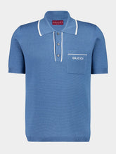 Gucci Blue Silk-Cotton Short-Sleeve Polo