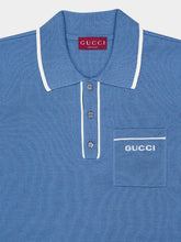 Gucci Blue Silk-Cotton Short-Sleeve Polo