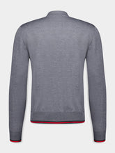 Dark Grey Wool Knit Cardigan with Web Trim