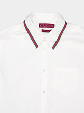 Gucci White Oxford Shirt with Web Collar