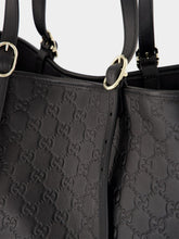 Gucci Black GG Emblem Large Leather Tote