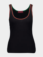 Gucci Black Cotton Rib Tank Top with Web