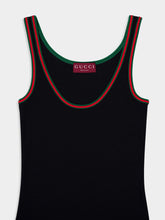 Gucci Black Cotton Rib Tank Top with Web