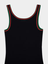 Gucci Black Cotton Rib Tank Top with Web