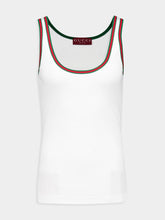 Gucci White Cotton Rib Tank Top with Web